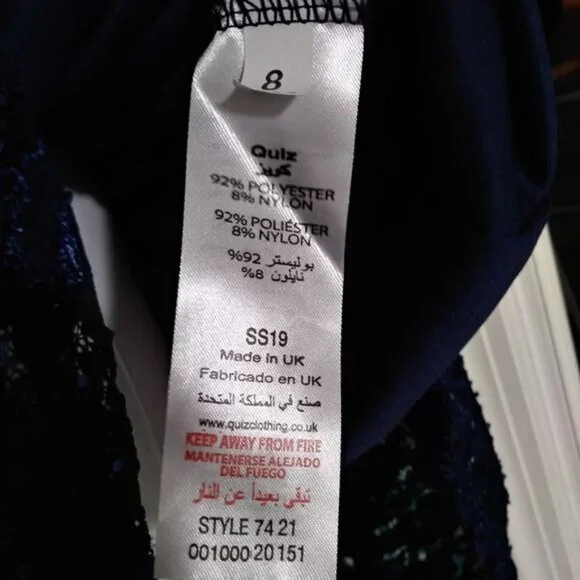 NWOT Quiz Bardot Embellished Sequin Cocktail Formal Prom Gown Navy Blue 4 - Picture 10 of 12